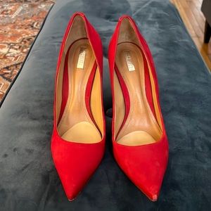 Schutz red suede heels